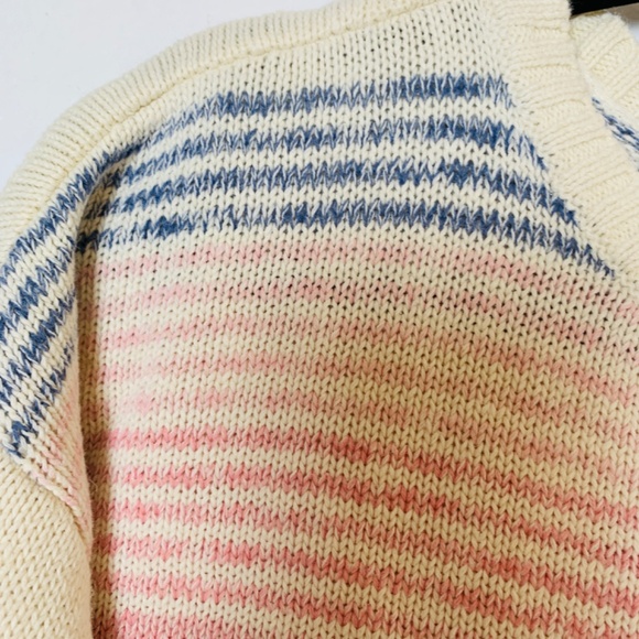 Chaps Knit Sweater Large Stripes Preppy Linen Cotton Blend Jumper - Picture 5 of 13